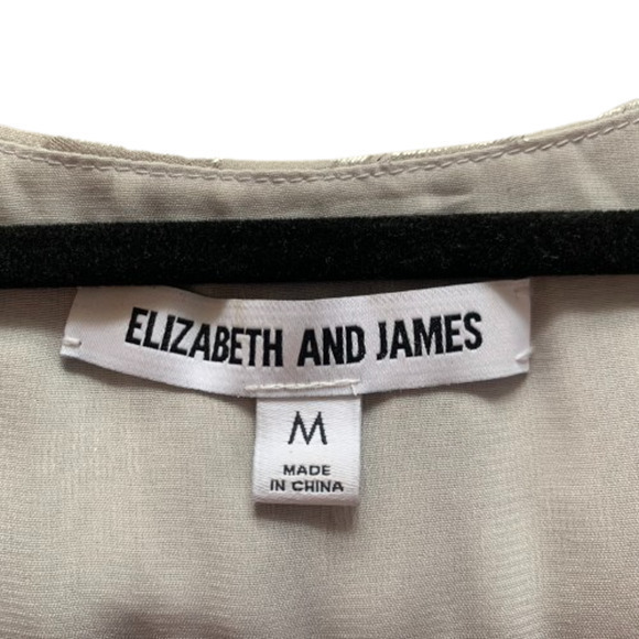 ELIZABETH AND JAMES Metallic Silver Ariel Tunic Blouse Holiday Party. - Picture 13 of 15